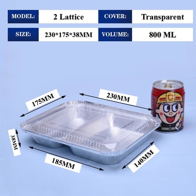 800ML Alüminyum folyo öğle yemeği kutusu 230mm*175mm*38mm Toptan Satış Konteyner Tepsisi Kare Tencereler Yüksek Kalite 2 Düğme