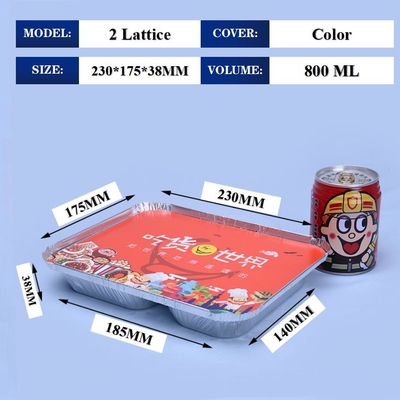 800ML Alüminyum folyo öğle yemeği kutusu 230mm*175mm*38mm Toptan Satış Konteyner Tepsisi Kare Tencereler Yüksek Kalite 2 Düğme