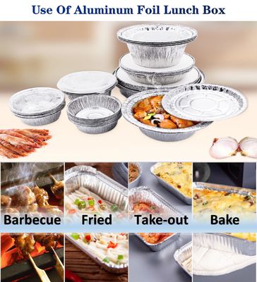 Düz yüzey finişi ve pişirme malzemeleri için geri dönüştürülebilir malzemelerle özelleştirilebilir alüminyum folyo yemek kutusu