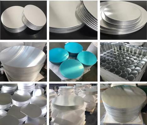1050 1060 3003 Alüminyum Daire CC DC Malzeme O Yumuşak H12 H18 Tav 0.3-6mm Kalınlık 100-1000mm Çap Tencere Tava Mutfak Eşyaları Lamba Kapakları Damgalama Derin Çekme Alüminyum Disk