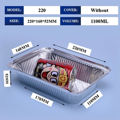 220 1100ml Aluminum Foil Lunch Box 220*160*52mm Food Package