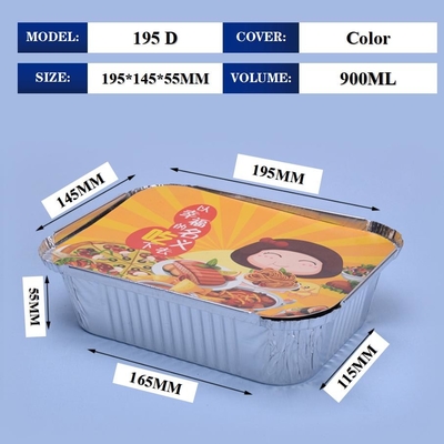 Customized Aluminum Foil Lunch Box 195d 900ml 195*145*55mm