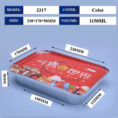 1150ML Aluminum Foil Lunch Box 230mm*170mm*50mm Sanitary Pollution Free