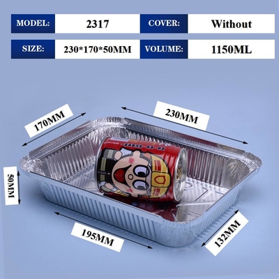 1150ML Aluminum Foil Lunch Box 230mm*170mm*50mm Sanitary Pollution Free